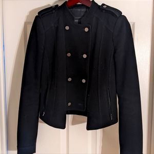 BCBG Military cropped jacket in black (size small)